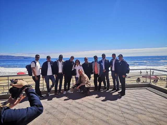 Group by Valparaíso's waterfront